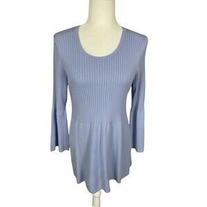 Tyler Boe Ribbed Bell Sleeve Tunic Sweater Lilac Size Large Pastel Effortless